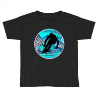 Cool Alpine Downhill Ski Racer Silhouette Mountain Scene Toddler T-shirt | Artistshot