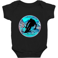 Cool Alpine Downhill Ski Racer Silhouette Mountain Scene Baby Bodysuit | Artistshot