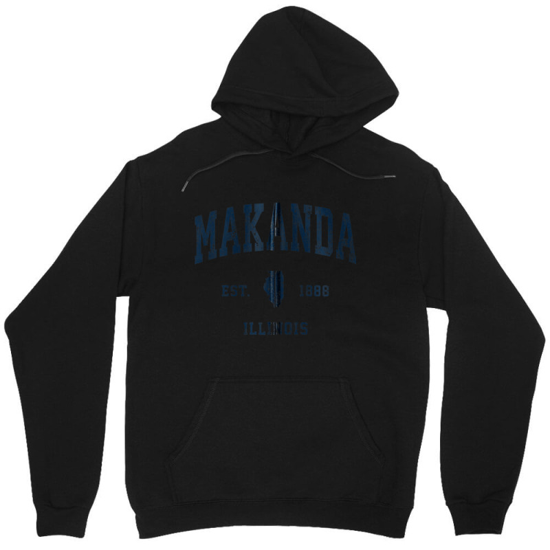 Makanda Illinois Il Vintage Athletic Navy Sports Design Zip Hoodie Unisex Hoodie by JesusManuelArredondo | Artistshot