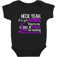 I?ve Got Scars They Are My Badges Of Courage Alzheimers Awareness Purp Baby Bodysuit | Artistshot