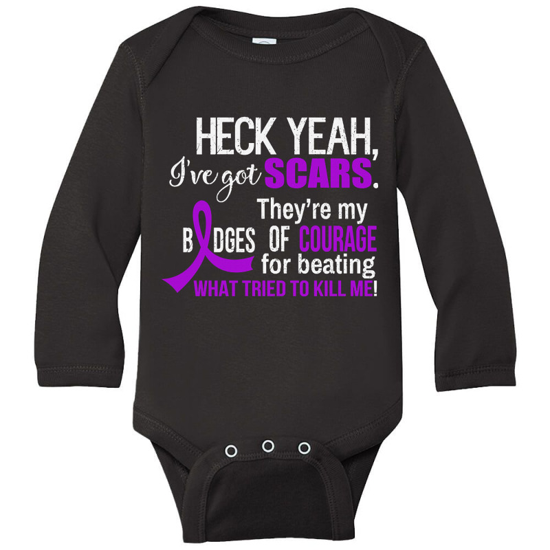 I?ve Got Scars They Are My Badges Of Courage Alzheimers Awareness Purp Long Sleeve Baby Bodysuit by Jankonen637 | Artistshot