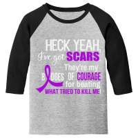 I?ve Got Scars They Are My Badges Of Courage Alzheimers Awareness Purp Youth 3/4 Sleeve | Artistshot