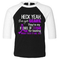 I?ve Got Scars They Are My Badges Of Courage Alzheimers Awareness Purp Toddler 3/4 Sleeve Tee | Artistshot