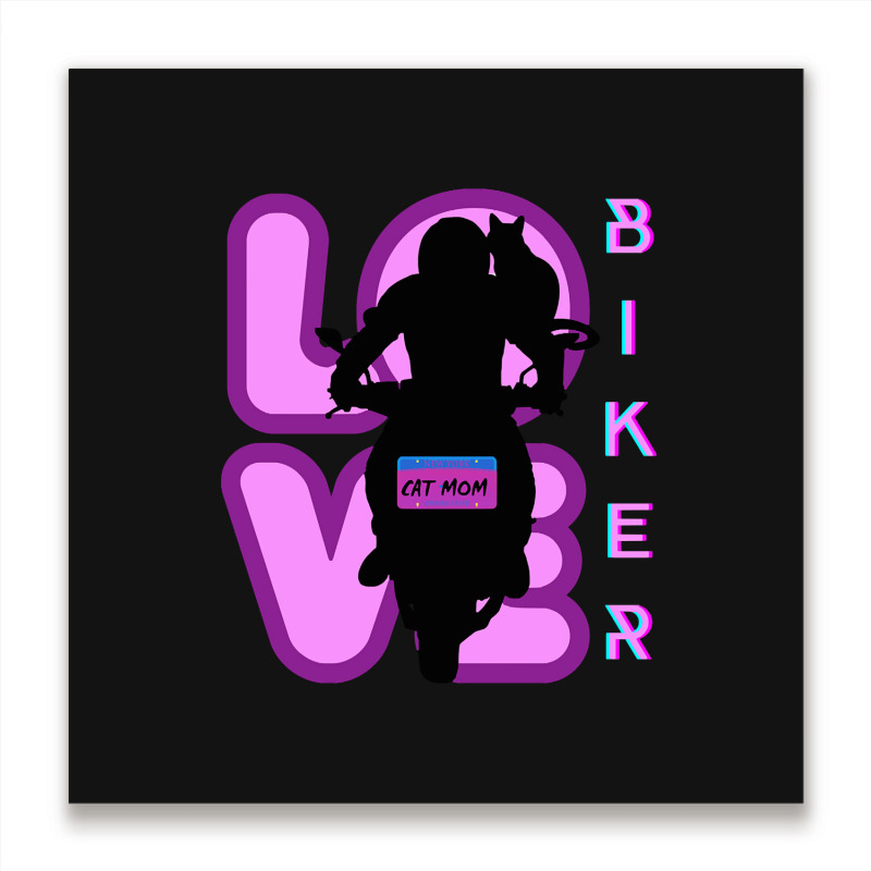 Biker And Best Cat Mom Motorcycle Rider Purple Metal Print Square | Artistshot