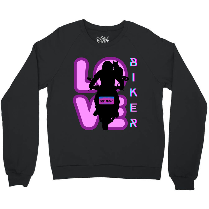 Biker And Best Cat Mom Motorcycle Rider Purple Crewneck Sweatshirt | Artistshot