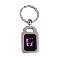 Biker And Best Cat Mom Motorcycle Rider Purple Silver Rectangle Keychain | Artistshot