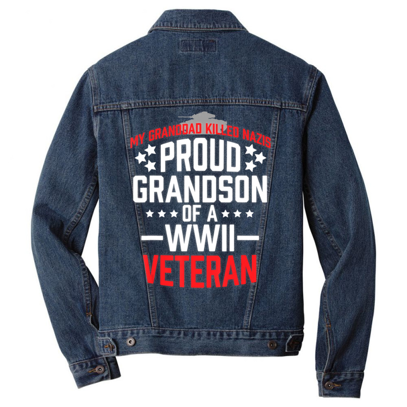 Proud Grandson Of A Wwii Veteran Military Men Denim Jacket by yumgaugeteuda | Artistshot