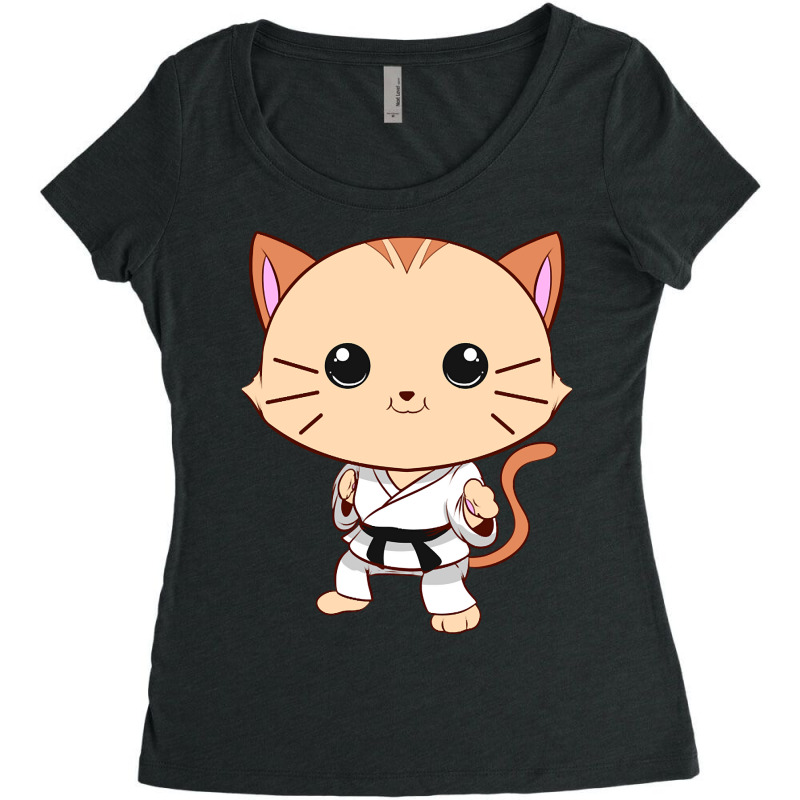 Jiu Jitsu Cat Kawaii Mma Martial Arts Pet Owner Women's Triblend Scoop T-shirt by greggjvandervor | Artistshot