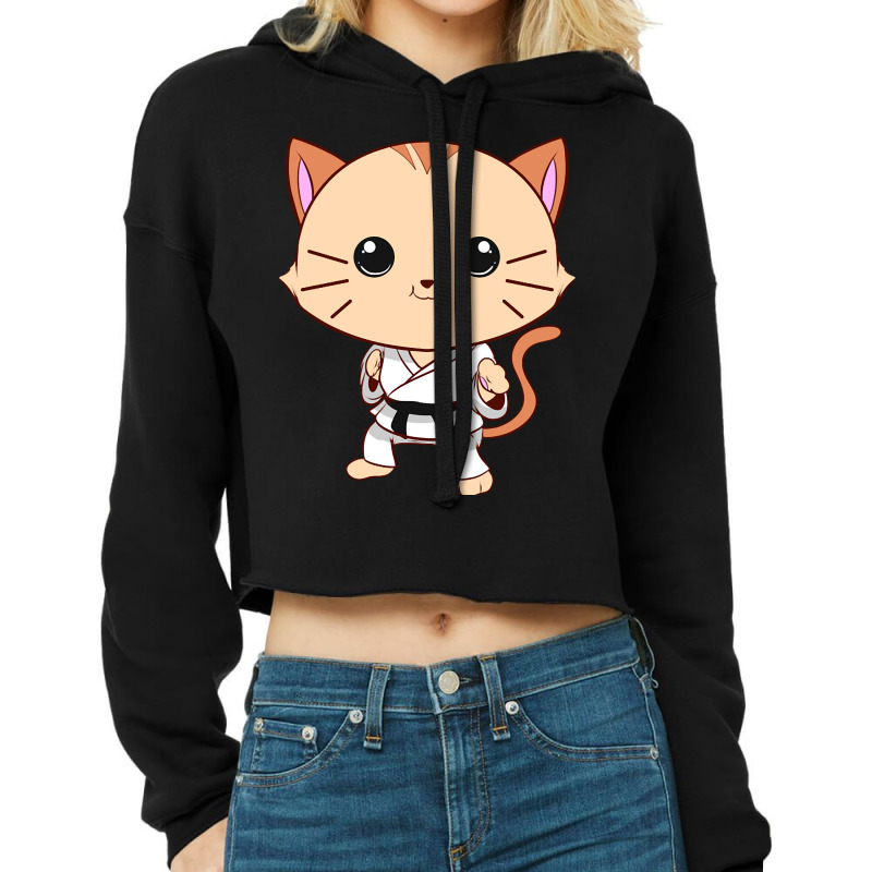 Jiu Jitsu Cat Kawaii Mma Martial Arts Pet Owner Cropped Hoodie by greggjvandervor | Artistshot