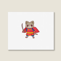 Kawaii Samurai Ninja Cat Landscape Canvas Print | Artistshot