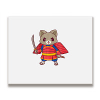 Kawaii Samurai Ninja Cat Metal Print Horizontal | Artistshot