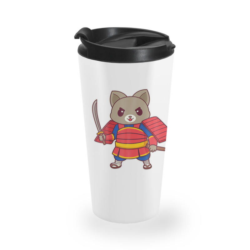 Kawaii Samurai Ninja Cat Travel Mug | Artistshot