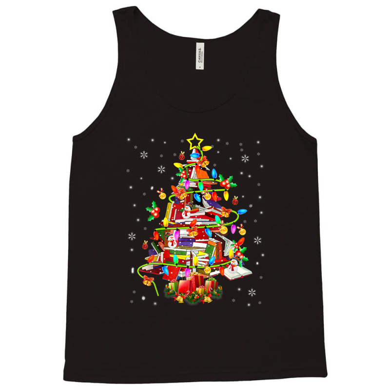 Xmas Tree Library Xmas Lights Tree Book Lover Librarian Tank Top by lequyardore4 | Artistshot