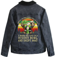 Cool Elephant Smoking Weed Bong Marijuana Cannabis Stoner Unisex Sherpa-lined Denim Jacket | Artistshot