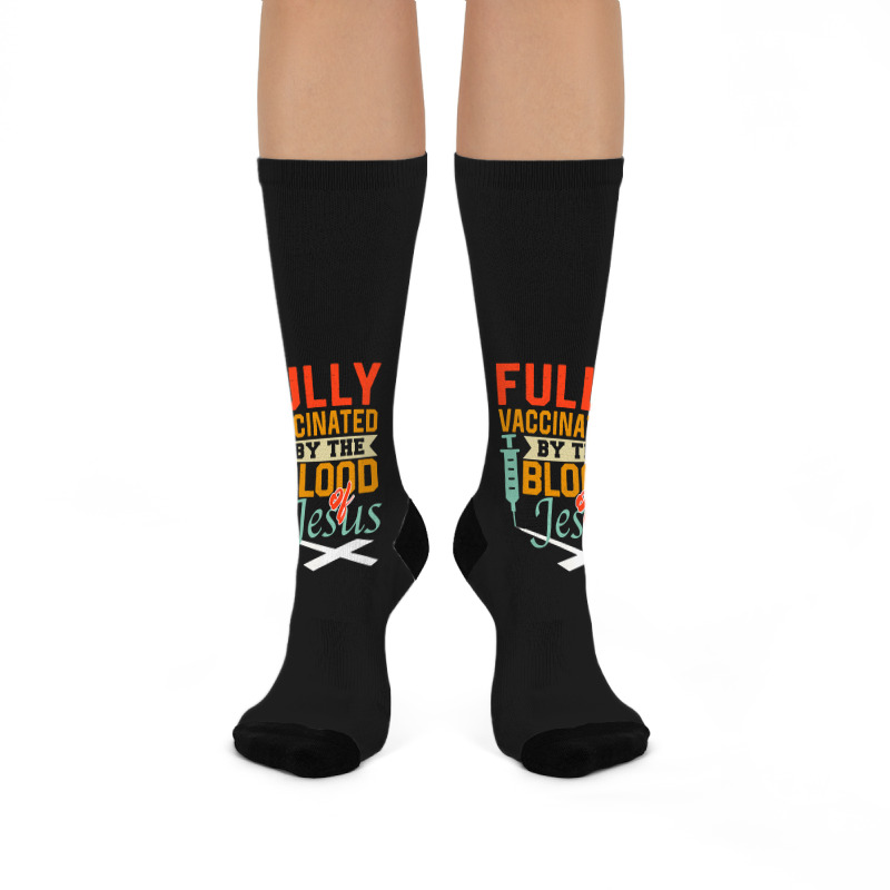 Jesus Christ Christian Fully Vaccinated By The Blood Of Jesus Nice Chr Crew Socks | Artistshot