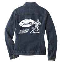 Vintage Football Canton Bulldogs White Canton Wordmark Ladies Denim Jacket | Artistshot