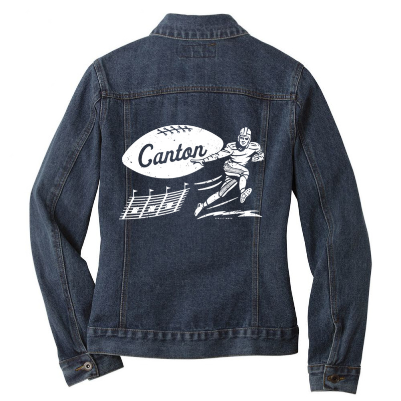 Vintage Football Canton Bulldogs White Canton Wordmark Ladies Denim Jacket | Artistshot