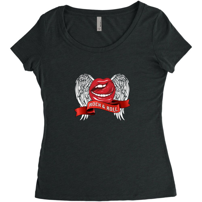 Rock And Roll Lip Women's Triblend Scoop T-shirt | Artistshot