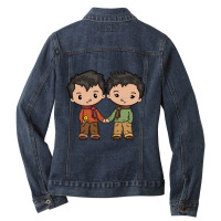 Cute Lgbtq Gay Latin Hispanic And Asian Fun Gay-bee Male Couple Ladies Denim Jacket | Artistshot