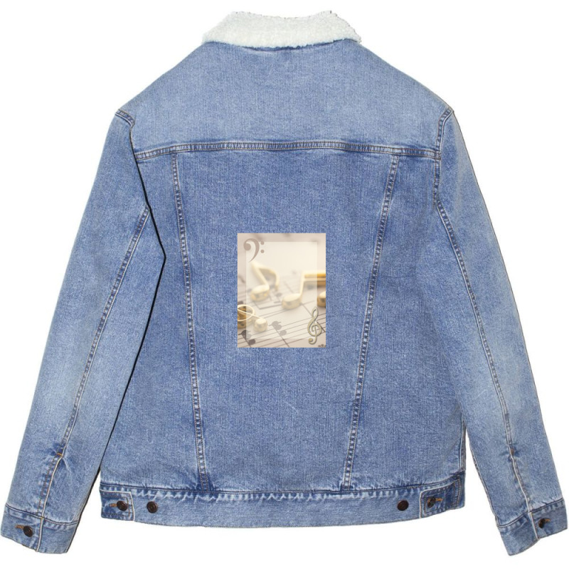 Elegant Music With Gold Notes Unisex Sherpa-Lined Denim Jacket by RahimCook | Artistshot