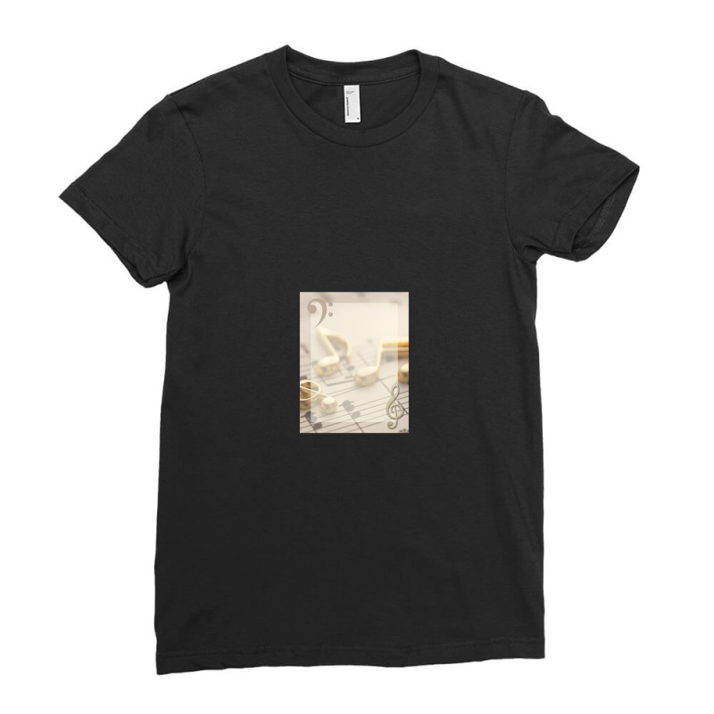 Elegant Music With Gold Notes Ladies Fitted T-Shirt by RahimCook | Artistshot