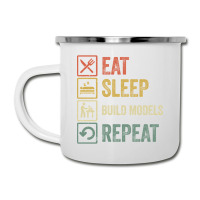 Funny Eat Sleep Build Models Repeat Retro Vintage Camper Cup | Artistshot