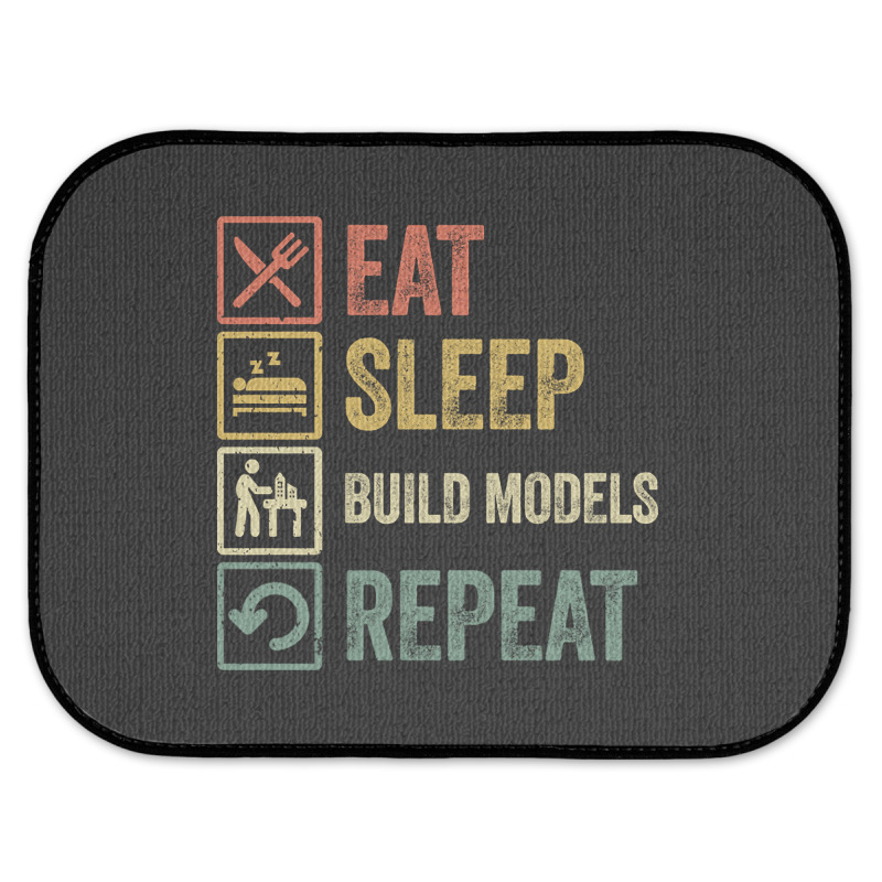 Funny Eat Sleep Build Models Repeat Retro Vintage Rear Car Mat | Artistshot