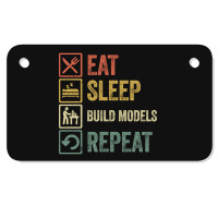 Funny Eat Sleep Build Models Repeat Retro Vintage Motorcycle License Plate | Artistshot