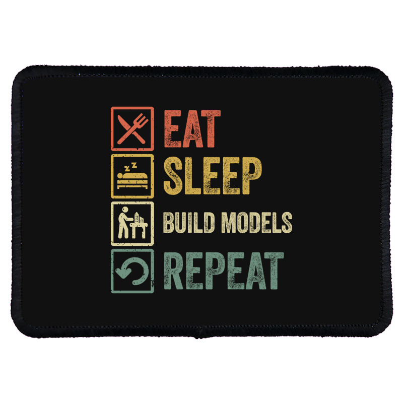 Funny Eat Sleep Build Models Repeat Retro Vintage Rectangle Patch | Artistshot