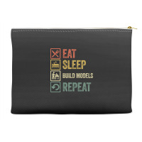 Funny Eat Sleep Build Models Repeat Retro Vintage Accessory Pouches | Artistshot