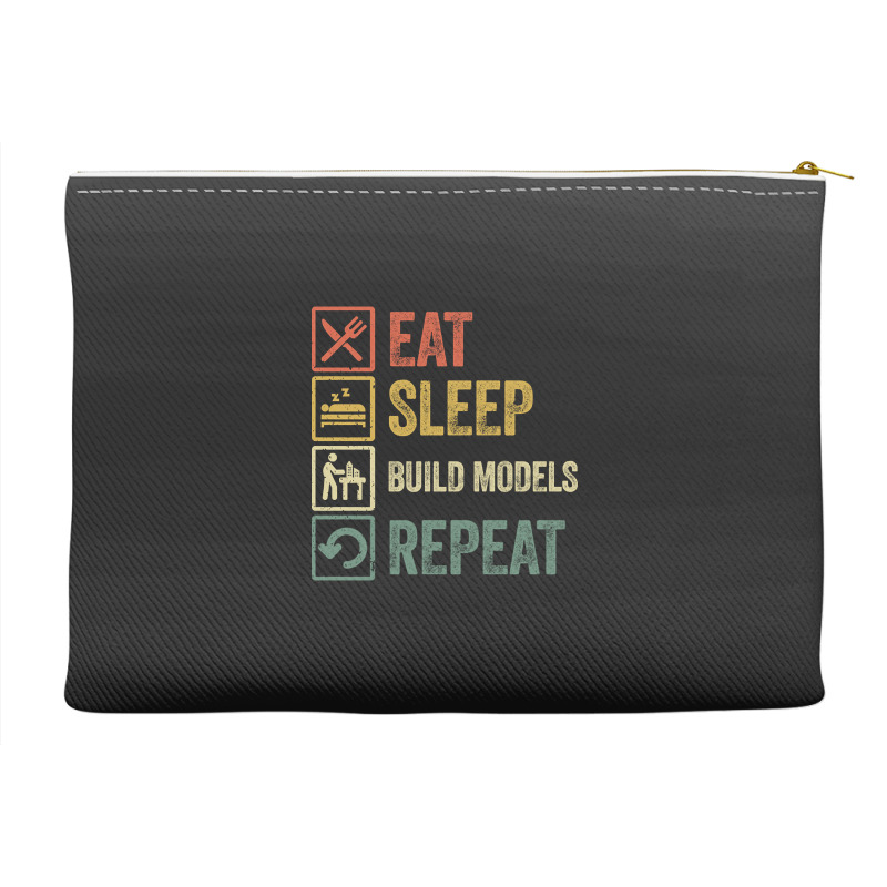 Funny Eat Sleep Build Models Repeat Retro Vintage Accessory Pouches | Artistshot