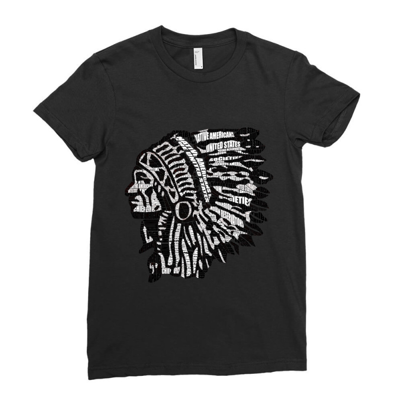 Indian Chief Calligram Ladies Fitted T-Shirt by Ledford Leslie | Artistshot