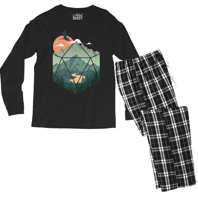 D20 Ar, Dungeons Lover Fantasy Gaming Men's Long Sleeve Pajama Set by behindcedar22 | Artistshot