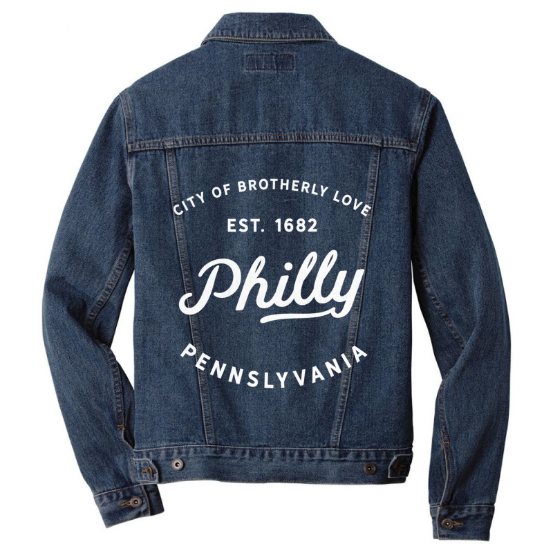 Classic Retro Vintage Philly City Of Brotherly Love Men Denim Jacket by fenderbendable | Artistshot