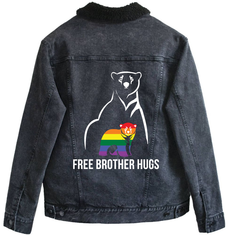 Free Brother Hugs Gay Pride Lgbt Rainbow Men Unisex Sherpa-lined Denim Jacket | Artistshot