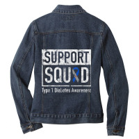 Support Squad Type 1 Diabetes Awareness Ribbon Ladies Denim Jacket | Artistshot