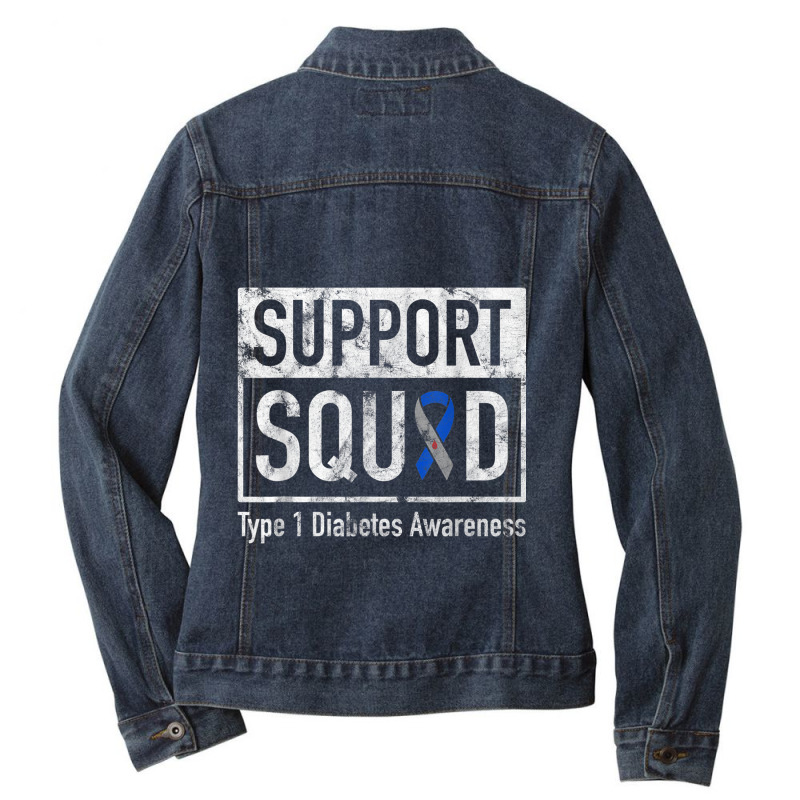 Support Squad Type 1 Diabetes Awareness Ribbon Ladies Denim Jacket by AndrewRobertHenzel | Artistshot