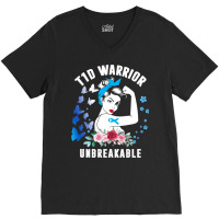 Diabetes Diabetic T1d Warrior Unbreakable Strong Woman Type 1 Diabetes V-neck Tee | Artistshot