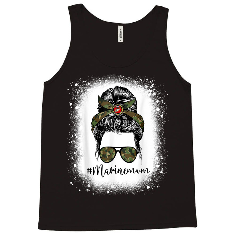 Bleached Marine Mom Life Messy Bun Funny Mothers Day Women Tank Top | Artistshot