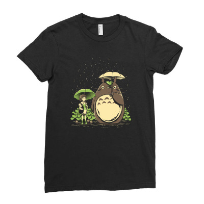 Chihiro And Totoro Ladies Fitted T-shirt Designed By Rakuzan