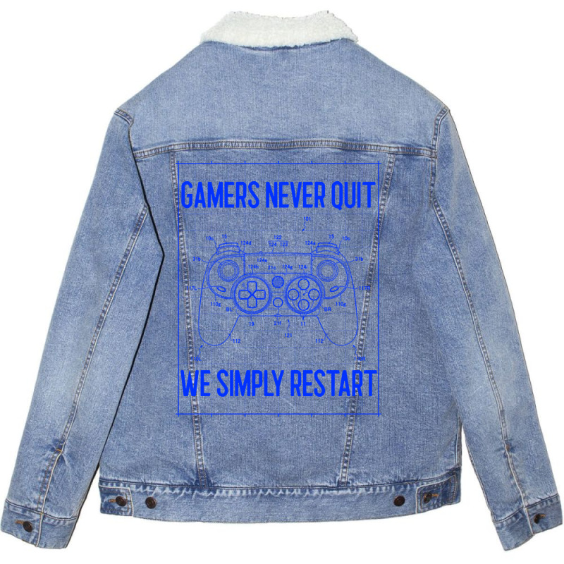 Gamers Never Quit We Simply Restart-fbjiy Unisex Sherpa-lined Denim Jacket | Artistshot