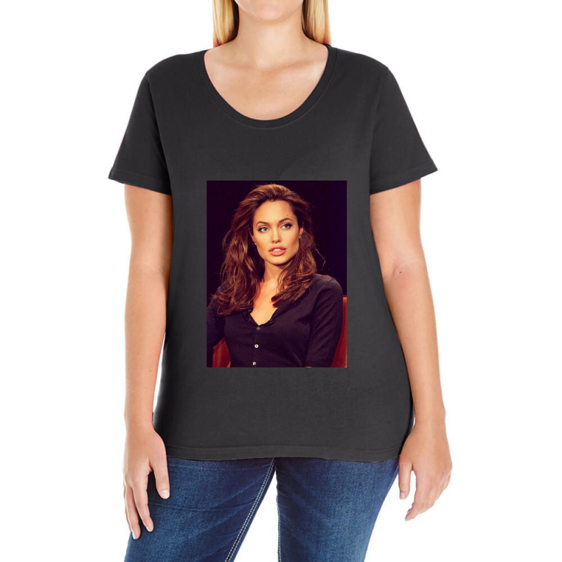 Angelina Jolie - Album 1 Ladies Curvy T-Shirt by TonyTester | Artistshot