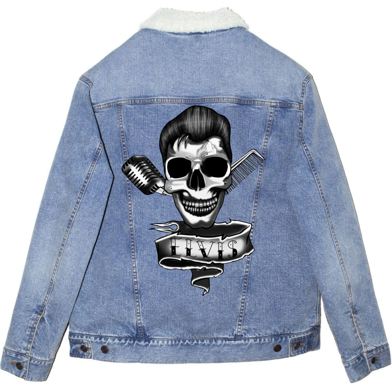 Cool Graphic Skulls Unisex Sherpa-Lined Denim Jacket by dxart77 | Artistshot