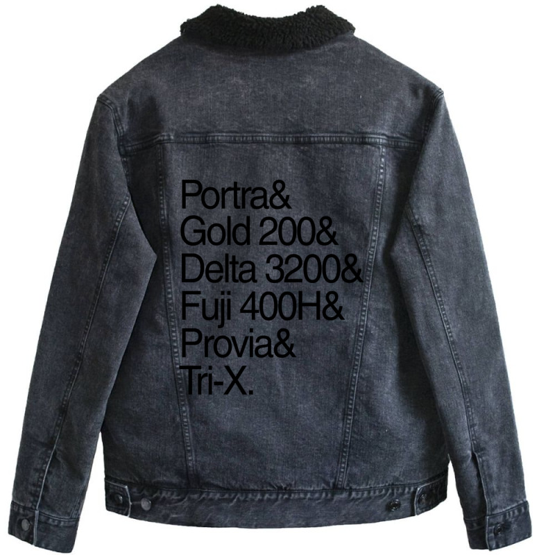 Helvetica Film Stock Unisex Sherpa-Lined Denim Jacket by LindsayAnnSkog | Artistshot