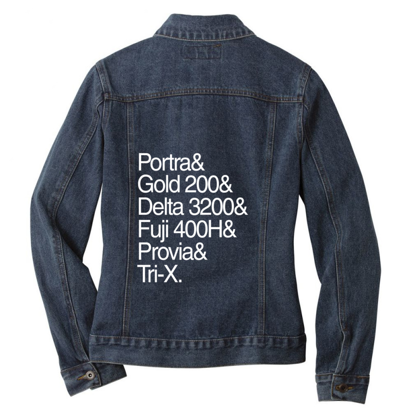 Helvetica Film Stock White Ladies Denim Jacket by LindsayAnnSkog | Artistshot