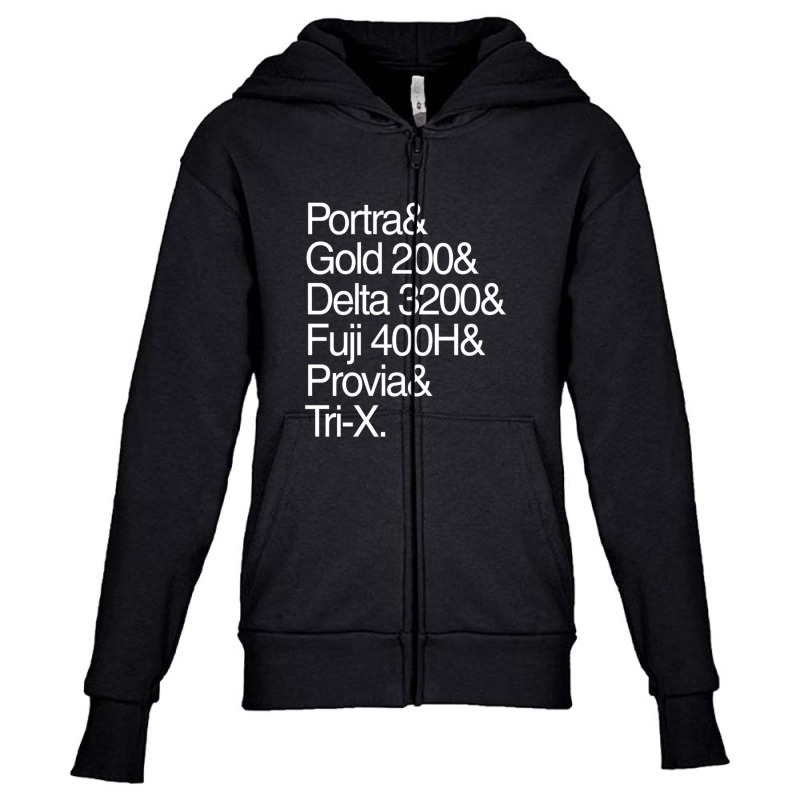 Helvetica Film Stock White Youth Zipper Hoodie by LindsayAnnSkog | Artistshot