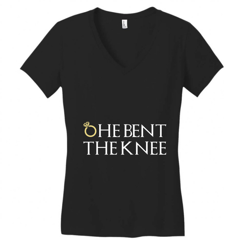 He Bent The Knee Bride Engagement Wedding Women Cute Gift Women's V-Neck T-Shirt by bummercaught | Artistshot