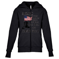 Heros Wear Dog Tags And Combat Boots Veteran Youth Zipper Hoodie | Artistshot