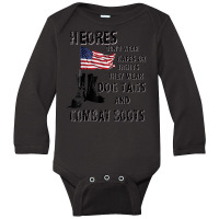 Heros Wear Dog Tags And Combat Boots Veteran Long Sleeve Baby Bodysuit | Artistshot