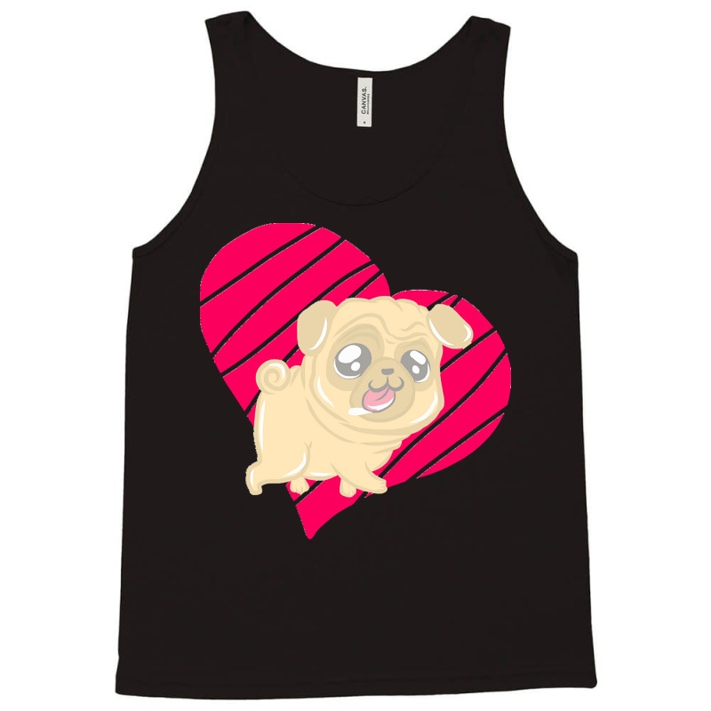 Cute Pug Heart Love Gift T  Shirt Cute Pug Dog Heart Clothing T  Shirt Tank Top | Artistshot